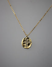 Load image into Gallery viewer, 18K Gold Plated Oval Pendant with Rhinestone Cross

